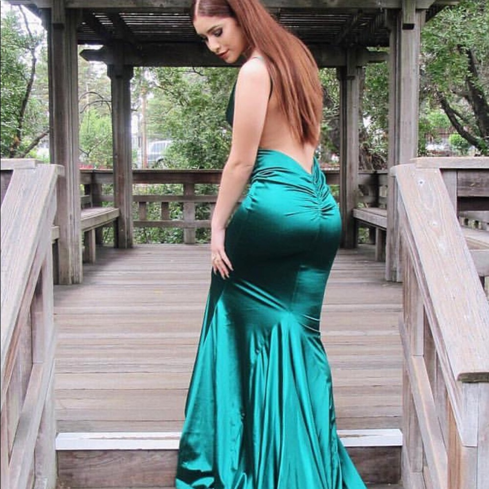 Satin emerald gown